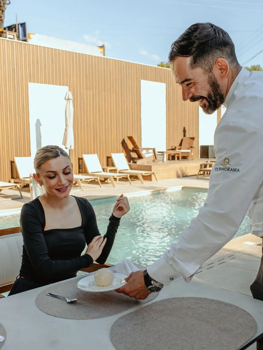 Table service by the pool